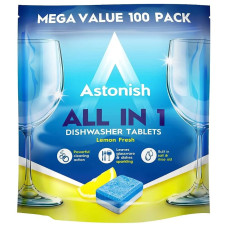 Таблетки для посудомийних машин Astonish All in 1 з сіллю та ополіскувачем, 100 шт